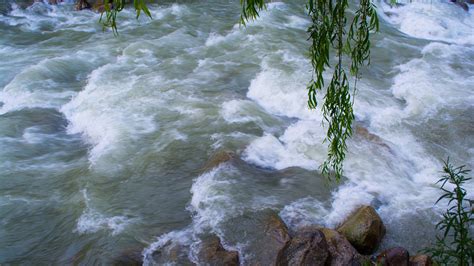 河水潺潺地流动